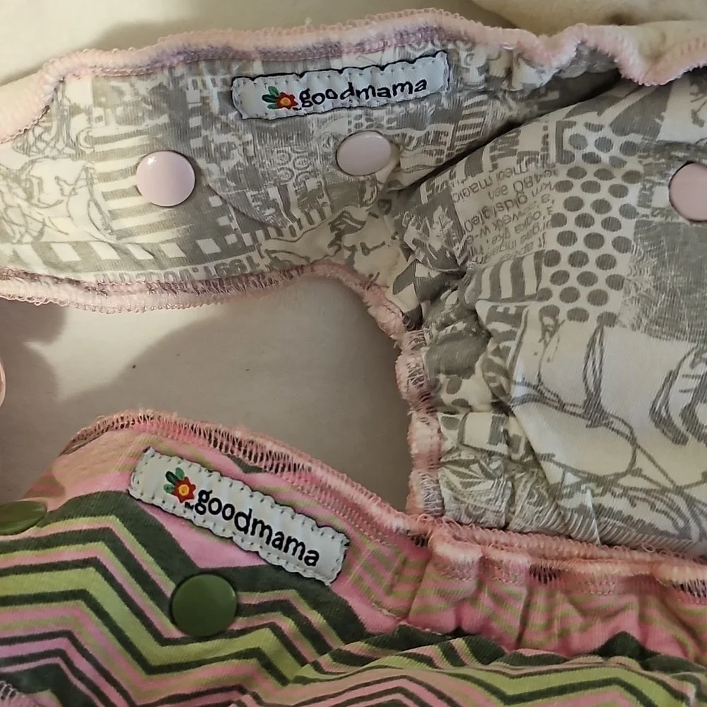 2 Pink and Green cloth Diapers goodmama